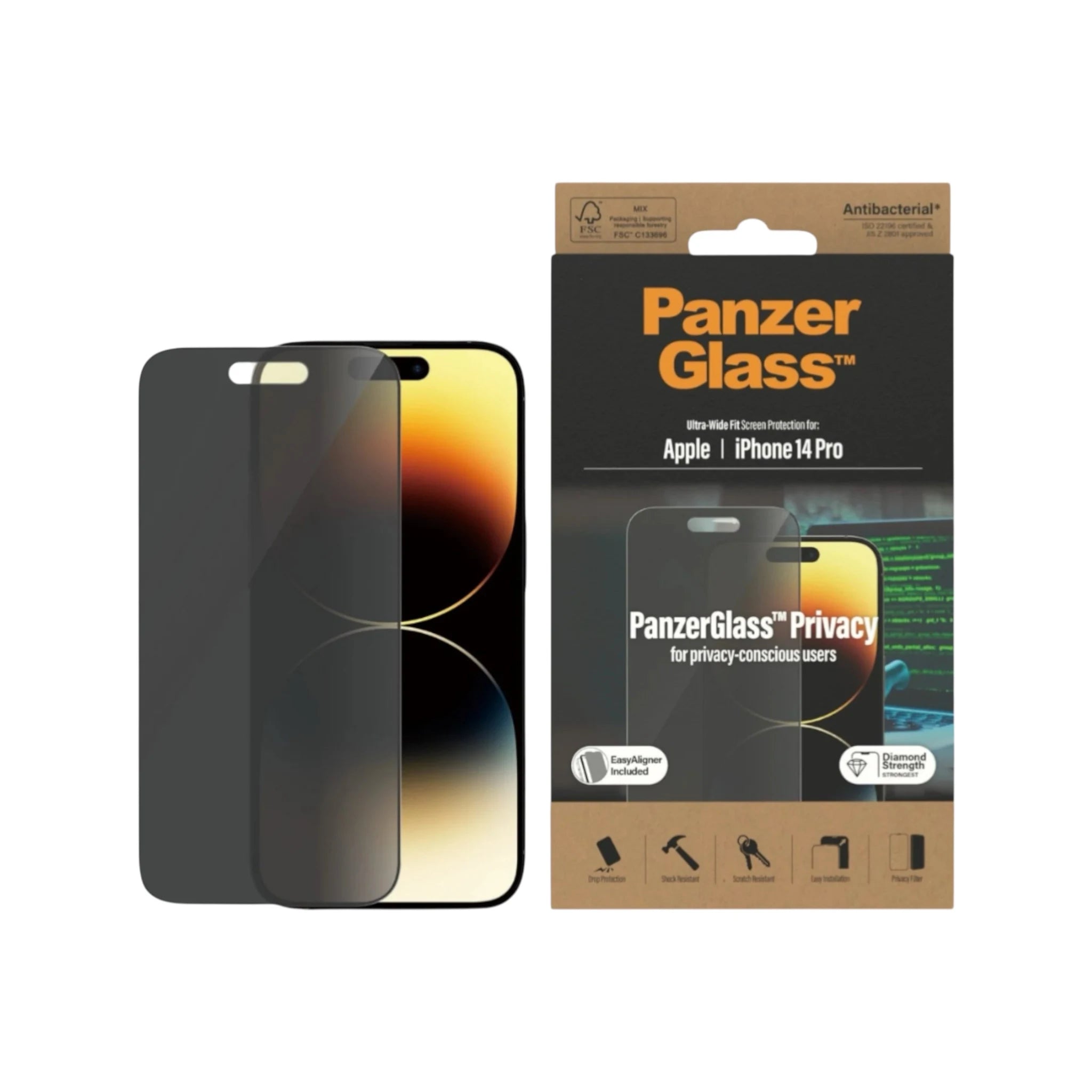 PanzerGlass™ Screen Protector for iPhone 14 Pro / iPhone 15 - Privacy PanzerGlass™ Screen Protector for iPhone 14 Pro / iPhone 15 - Privacy