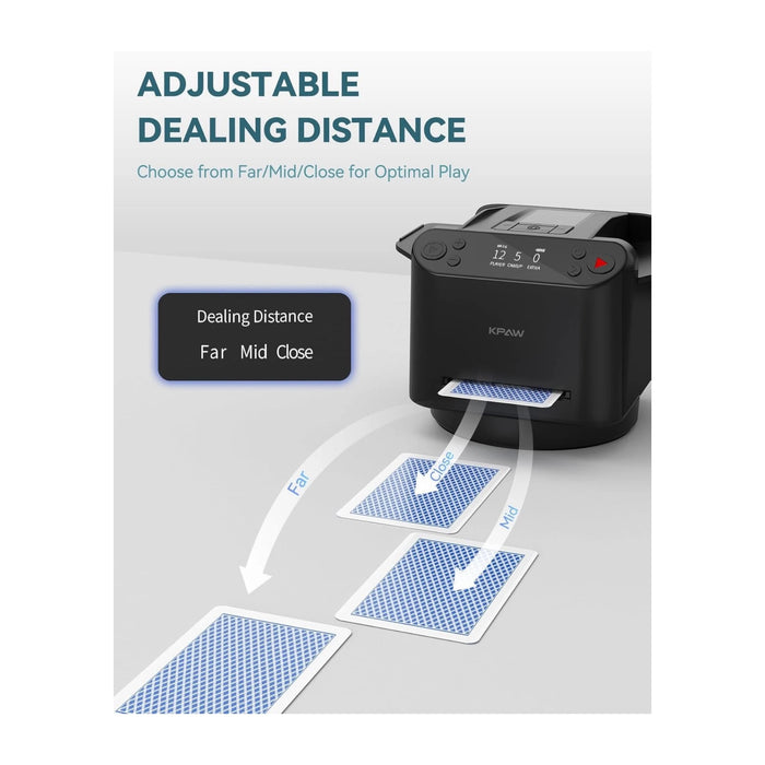 جهاز خلط وتوزيع البطاقات الذكي، يشمل ٤ أجهزة تحكم لاسلكية لتوزيع البطاقات عن بُعد، متوفر الان لدي تميمي بروجكتس في قطر