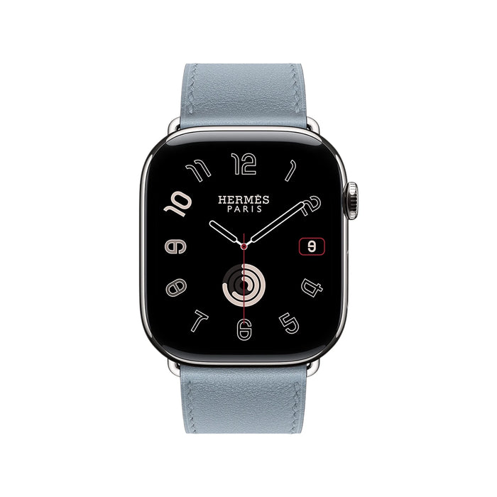 Apple Watch Hermès 46mm - Bleu Lin Single Tour, Available now from TaMiMi Projects in Qatar.