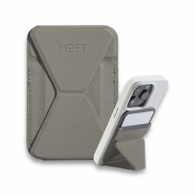MOFT magnetic wallet stand, taupe, for iPhone 16/15/14/13, with angle adjustment & Magsafe. at TaMiMi Projects, Qatar.
