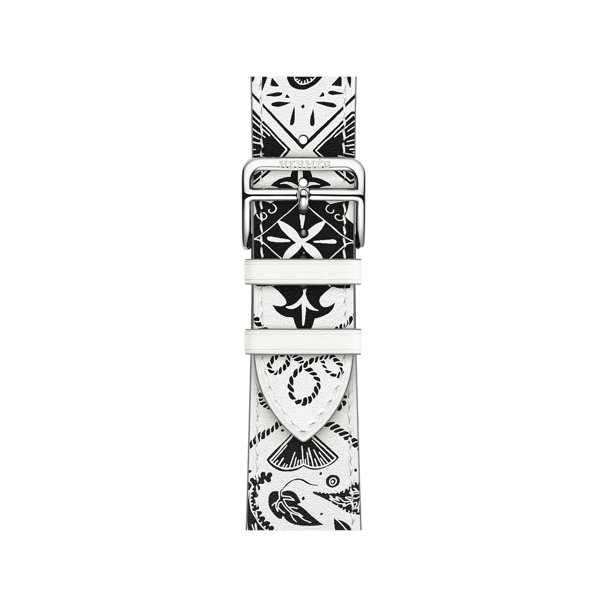 Hermès Apple Watch band 42mm - Blanc/Noir Animaux Bandana