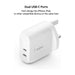 Belkin Dual USB-C Wall Charger 40W, Supports Power Delivery (PD) for efficient charging, TaMiMi Projects Qatar.