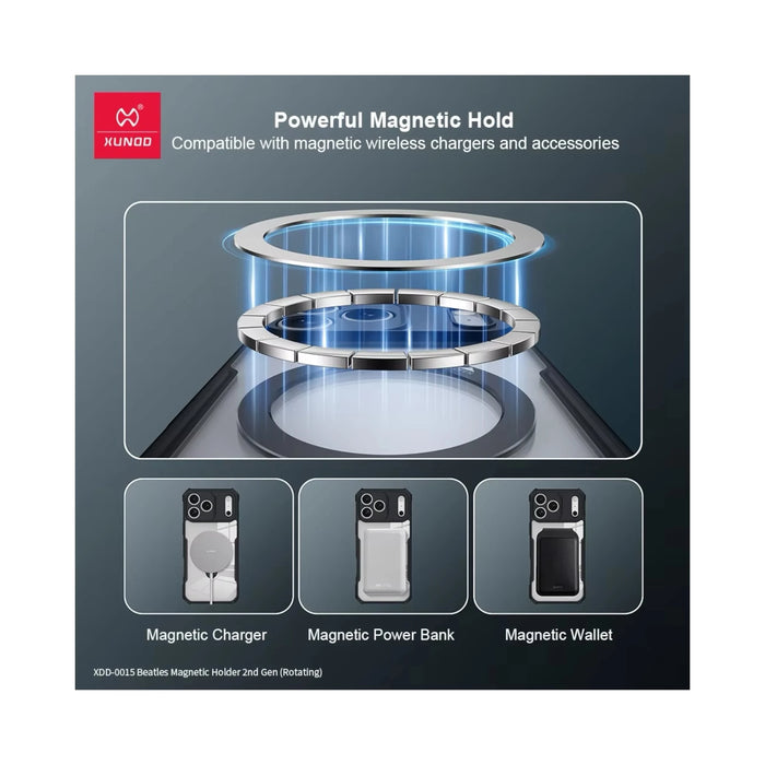 Xundd iPhone 17 Pro Magnetic Stand Case in Black, Supports magnetic wireless charging with case, at TaMiMi Projects in Qatar