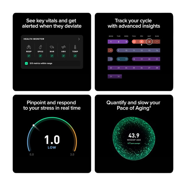 WHOOP 5.0 Health & Fitness Tracker + 12-Month Membership، Tracks heart rate, VO2 Max, strain, and sleep, at TaMiMi Projects, Qatar.