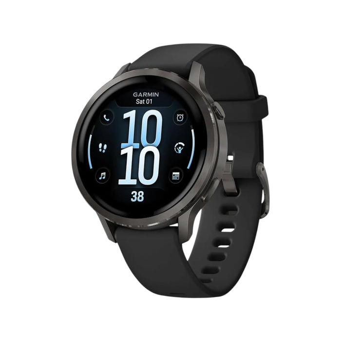 Venu® 4 Slate with Black Silicone Band - 41mm, 1.2-inch AMOLED display with bright and vivid colors