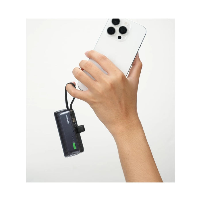 SHARGE Flow Mini Portable Charger 5000mAh with Built-in Cable - Black, Available now from TaMiMi Projects in Qatar.