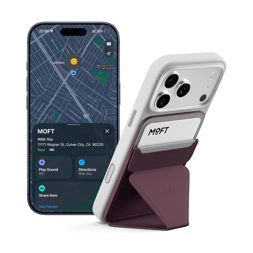 MOFT MagSafe Wallet Stand with Find My, 3-in-1 design: wallet, stand, and tracker. TaMiMi Projects Qatar.