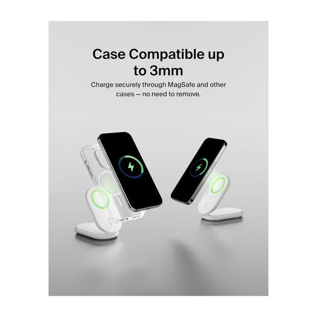 Belkin BoostCharge Qi2 MagSafe Charger 15W, Strong magnetic alignment keeps your phone secure. TaMiMi Projects Qatar.