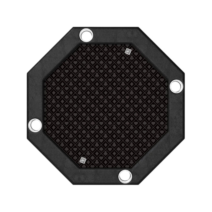 Elegant octagonal card table with high-quality wood, sturdy metal legs, curved leather edges, from TaMiMi Projects in Qatar.