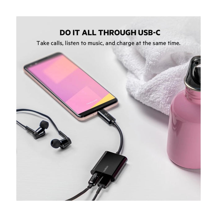 Belkin USB-C Audio + Charge Adapter, Compatible with iPhone, iPad, and Android devices. TaMiMi Projects Qatar.
