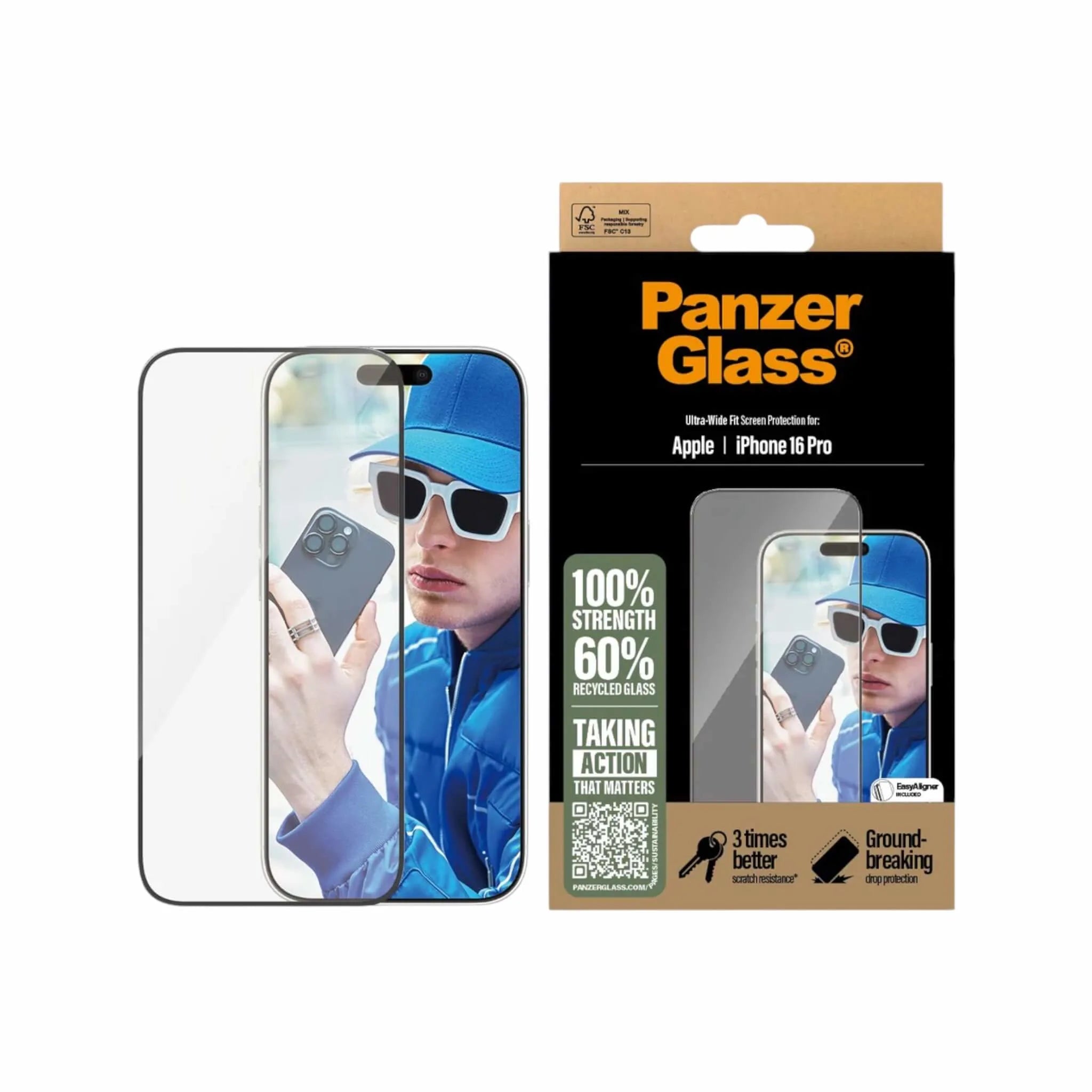 PanzerGlass® screen protector for iPhone 16 Pro - Aluminum frame PanzerGlass® screen protector for iPhone 16 Pro - Aluminum frame