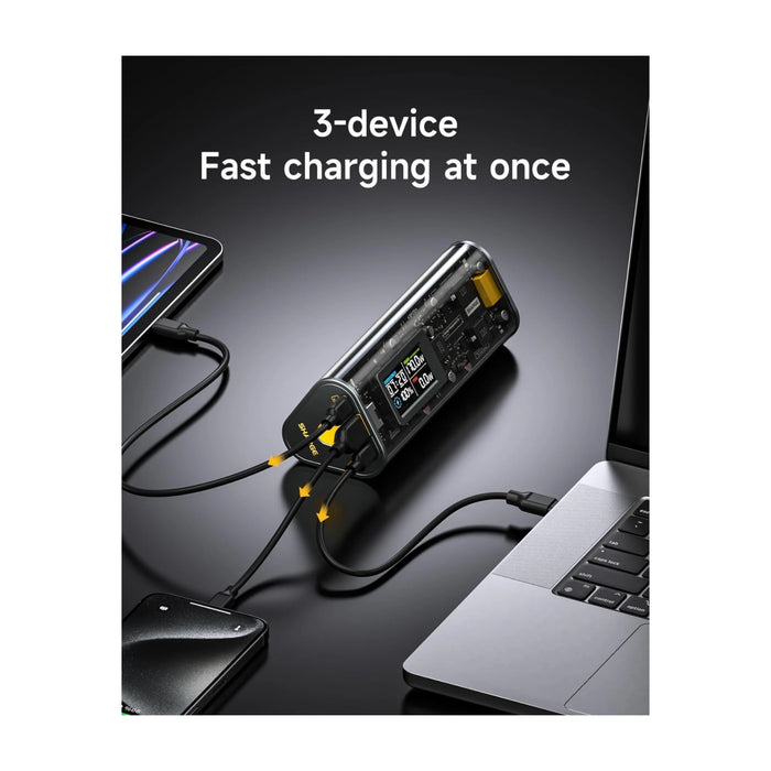 ‫احصل على شاحن SHARGE من تميمي بروجكتس في قطر. بطارية 24000mAh، شحن فائق 170W، شاشة ذكية وتصميم شفاف.