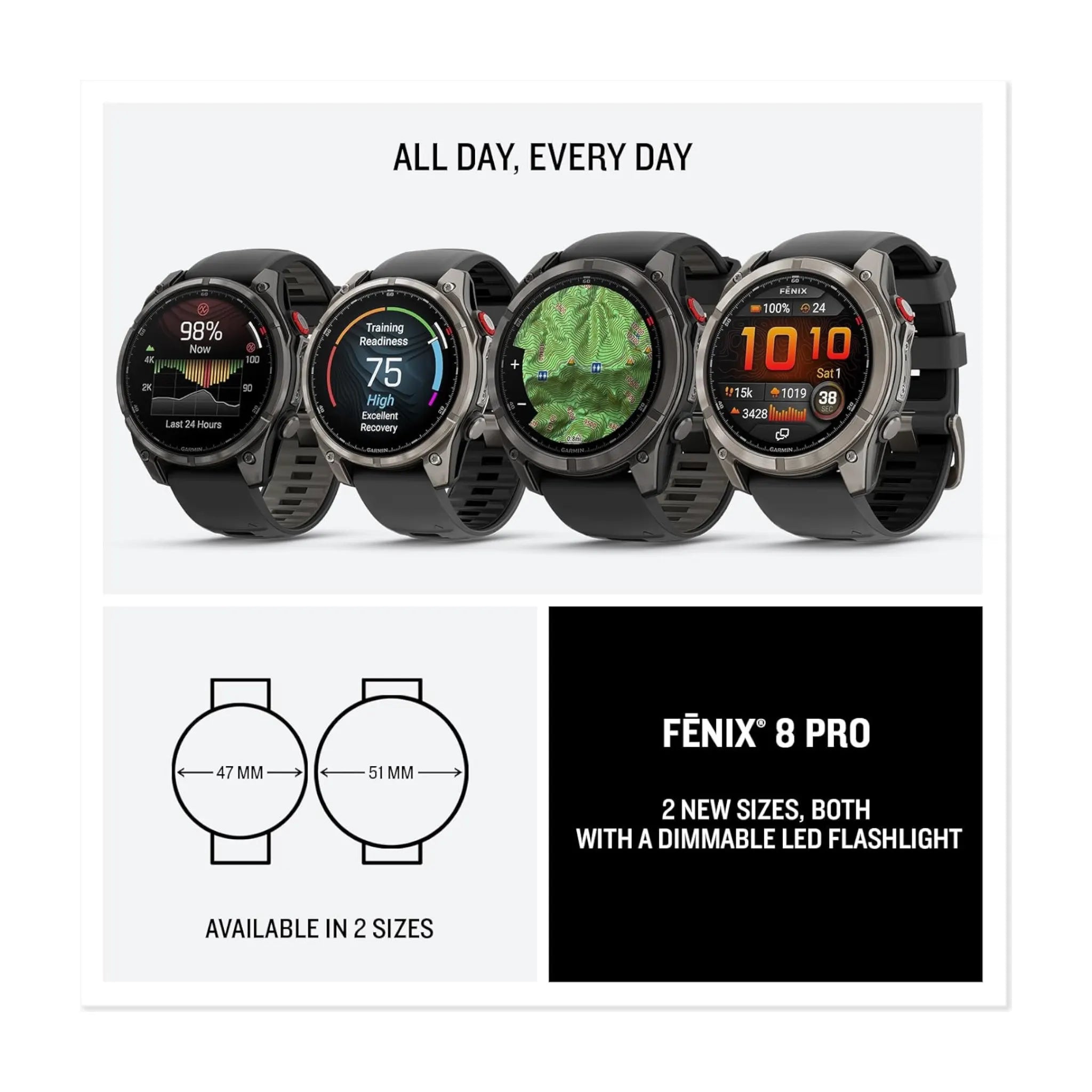 fēnix® 8 Pro Amoled Sapphire Carbon Gray Titanium Black Band - 47mm fēnix® 8 Pro Amoled Sapphire Carbon Gray Titanium Black Band - 47mm
