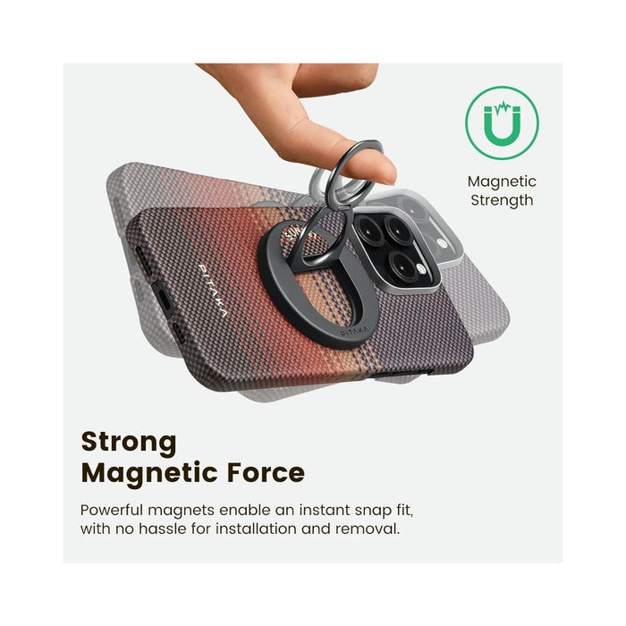 PITAKA MagSafe Phone Grip, Made of high-quality zinc alloy, the metal ring is comfortable to hold, at TaMiMi Projects in Qatar