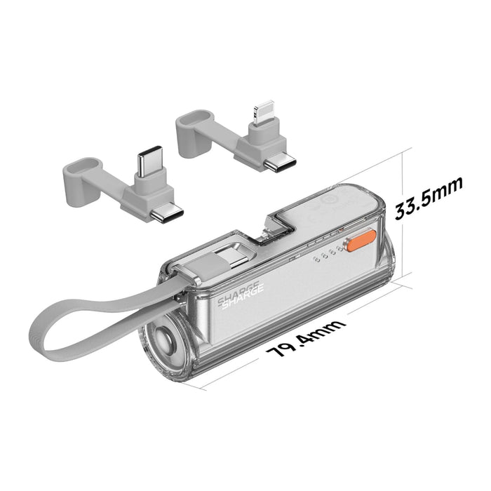 SHARGE Flow Mini Portable Charger 5000mAh with Built-in Cable, Available now from TaMiMi Projects in Qatar.