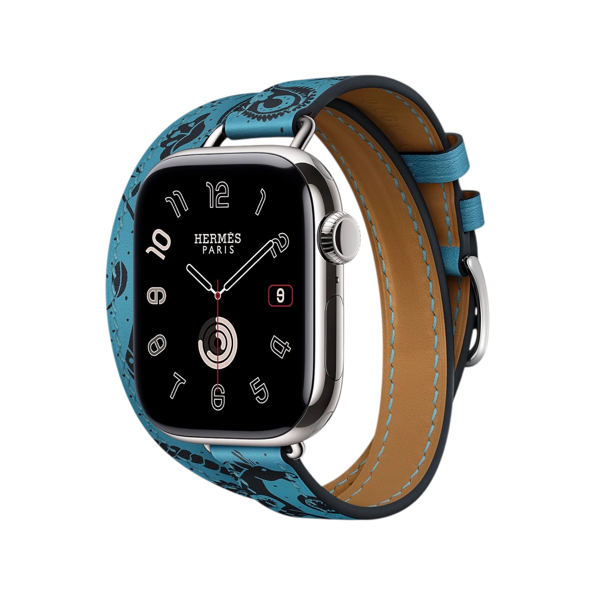 Hermès Apple Watch Band 42mm - Bdn/Noir Animaux Bandana Attelage Double tour Hermès Apple Watch Band 42mm - Bdn/Noir Animaux Bandana Attelage Double tour