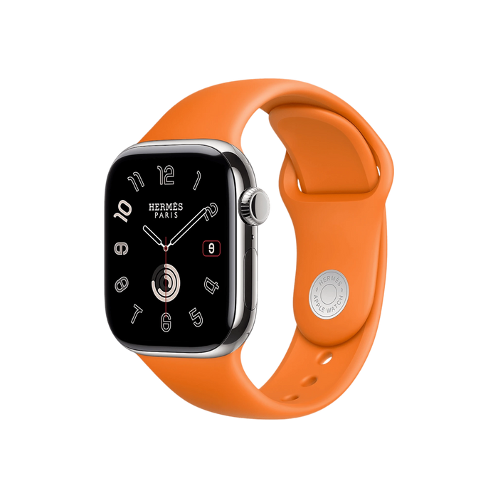 Apple Watch Hermès Series 11, 42mm Silver Titanium with Noir Kilim Single Tour. TaMiMi Projects Qatar.