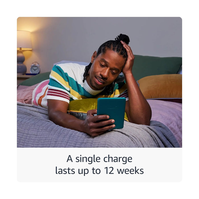 Amazon Kindle Paperwhite 12th Gen 16GB, A single charge via USB-C lasts up to 12 weeks. Available at TaMiMi Projects, Qatar.