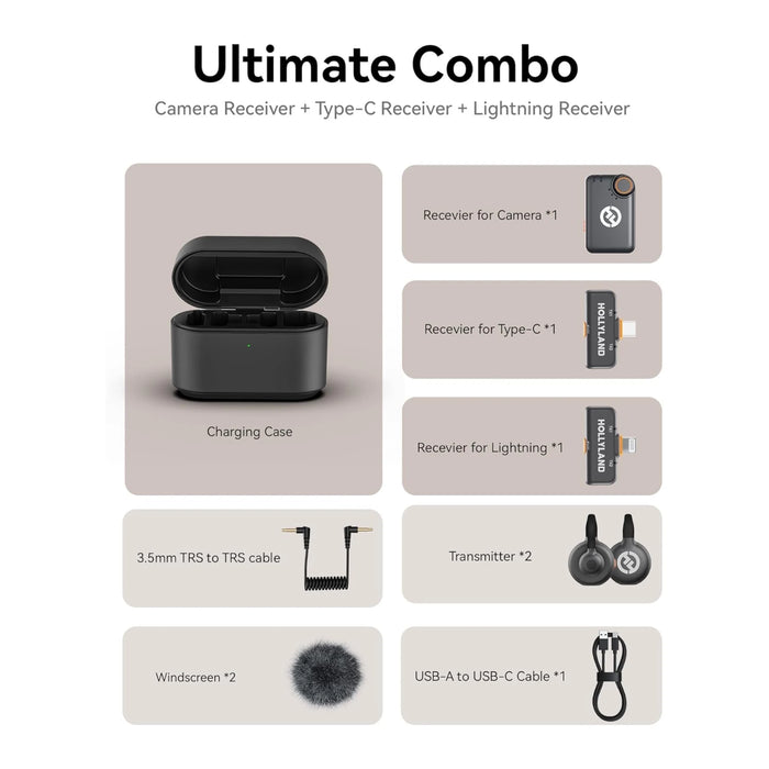 Hollyland Lark M2S Ultimate Combo Mic - Combo, offering a completely discreet & professional appearance, at TaMiMi Projects.