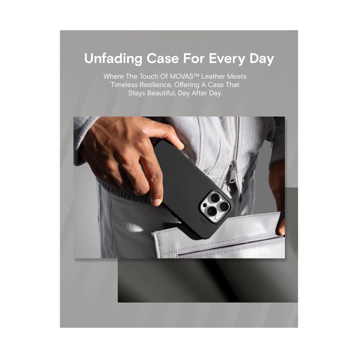 MOFT Snap Case iPhone 16 Pro Max MagSafe - Black, vegan leather, durable & scratch-resistant. at TaMiMi Projects in Qatar.
