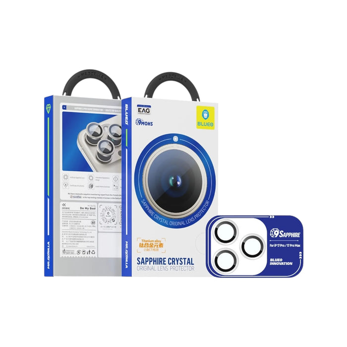 Blueo Sapphire PVD Steel Camera Ring for iPhone 17 Pro/17 Pro Max - Silver، Available now from TaMiMi Projects in Qatar.