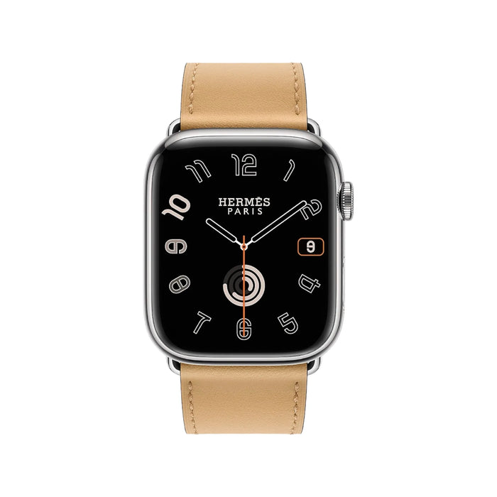 Hermès Apple Watch Band 46mm - Natural Sable Swift calfskin, Available now from TaMiMi Projects in Qatar.