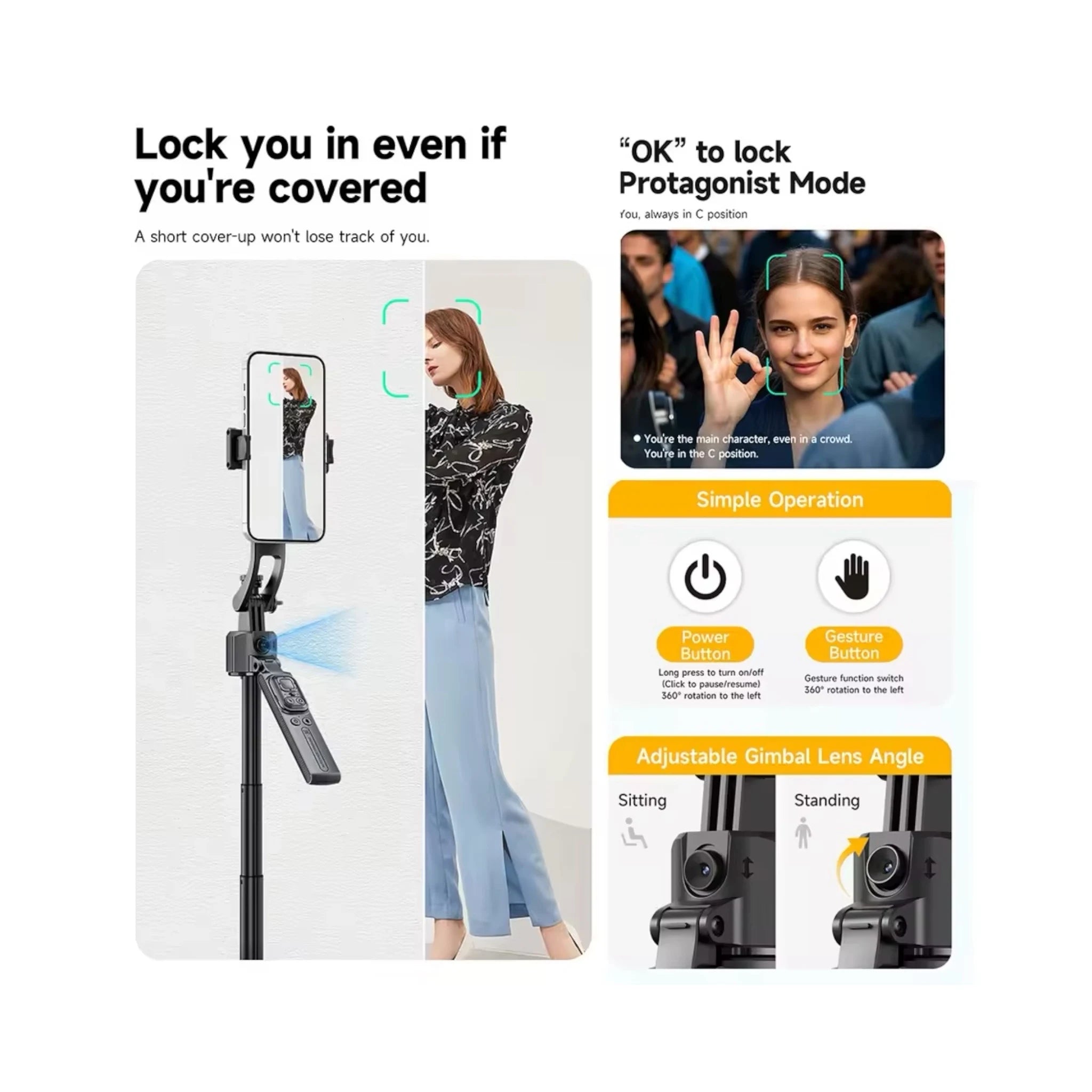 Tracking Gimbal Selfie Stick Tripod Tracking Gimbal Selfie Stick Tripod