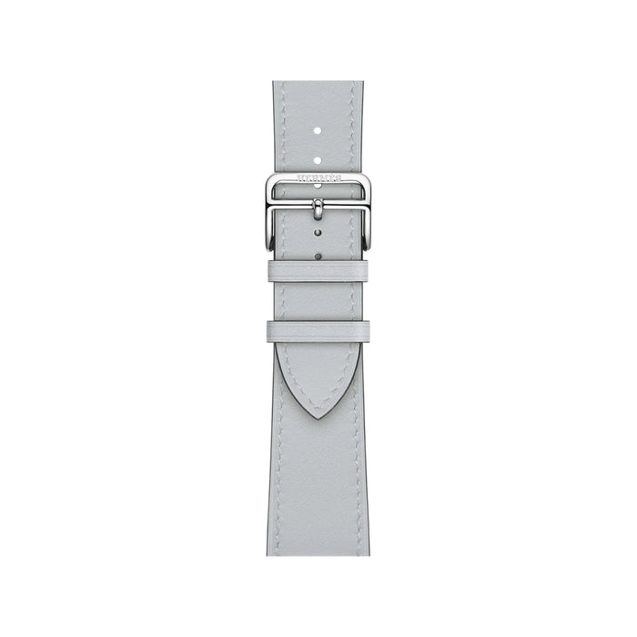 Apple Watch Hermès Series 11, 42mm Silver Titanium with Bleu Glacier Single Tour, Available from TaMiMi Projects in Qatar.