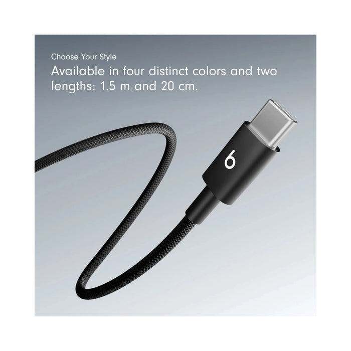 Beats USB‑C to USB‑C Woven Cable (1.5 m) - Bolt Black, available now from TaMiMi Projects in Qatar.