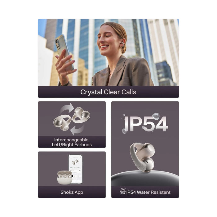 SHOKZ OpenDots ONE in Grey at TaMiMi Projects in Qatar, Up to 10 hours playback per charge / 40 hours with charging case.