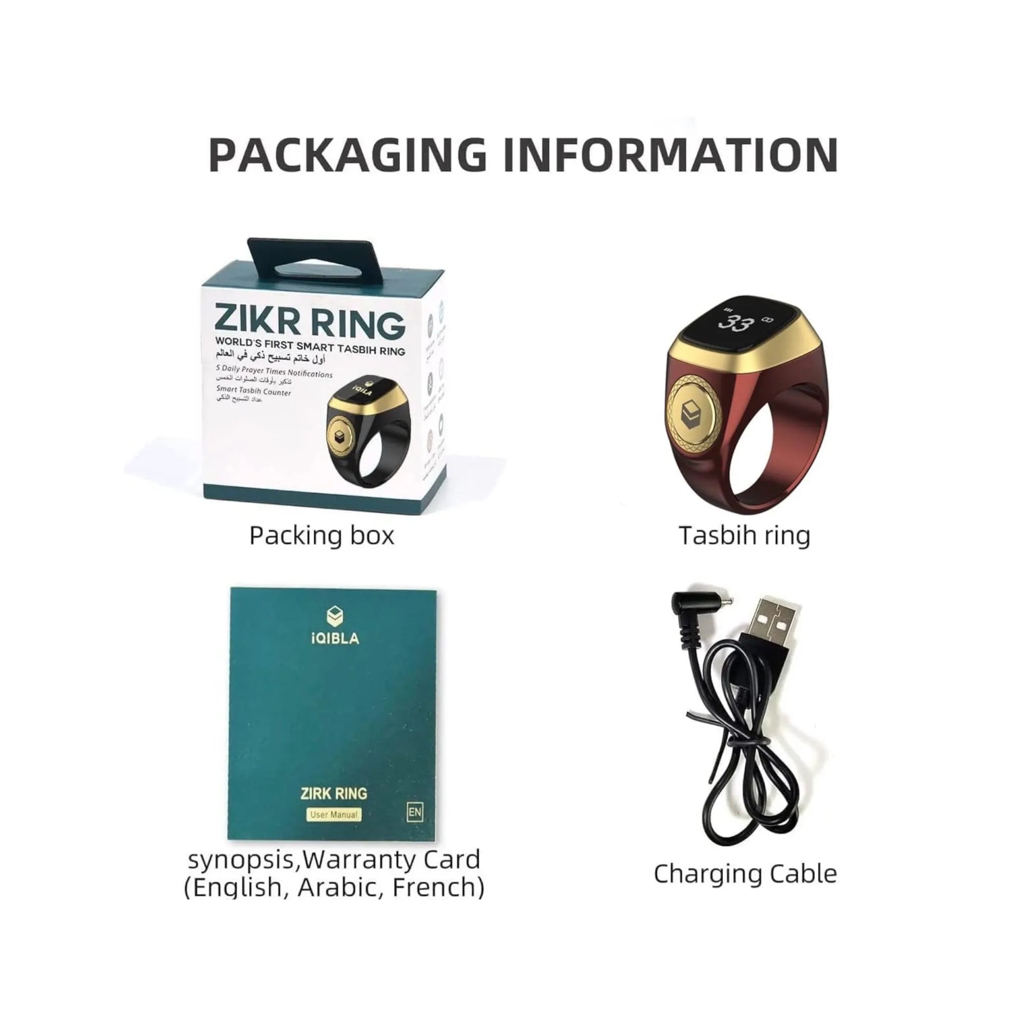 Zikr Smart Tasbih Ring with OLED Display Zikr Smart Tasbih Ring with OLED Display