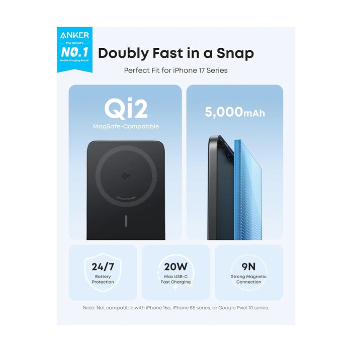 ‫احصل على شاحن انكر سعة ٥ الاف مللي أمبير من تميمي بروجكتس في قطر. تصميم نحيف مغناطيسي، شحن بقوة ١٥ واط، يدعم آيفون ١٣ إلى ١٧. 