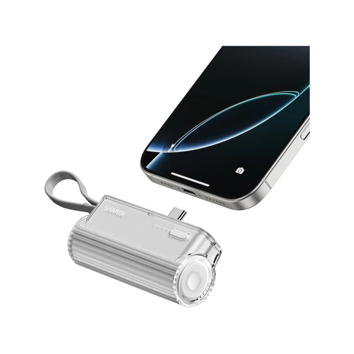 SHARGE Flow Mini Portable Charger 5000mAh with Built-in Cable, Ideal for travel or work Available from TaMiMi Projects in Qatar.