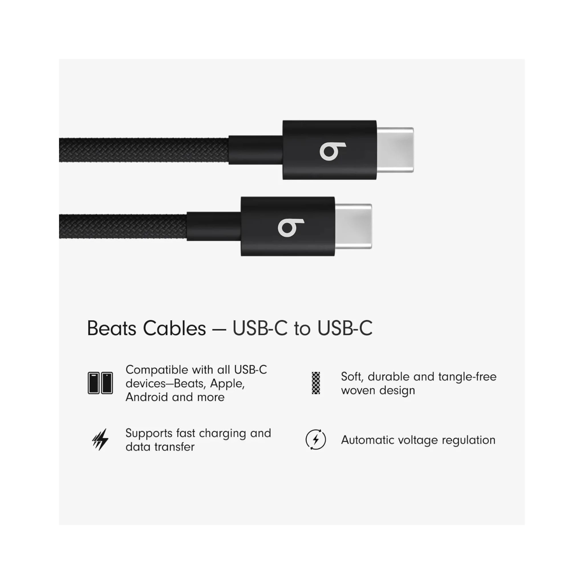 Beats USB‑C to USB‑C Woven Cable (1.5 m) - Bolt Black Beats USB‑C to USB‑C Woven Cable (1.5 m) - Bolt Black
