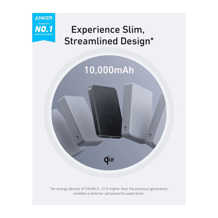 Anker MagGo Power Bank featuring 15W wireless charging and a 30W USB-C port, from Tamimi Projects in Qatar.