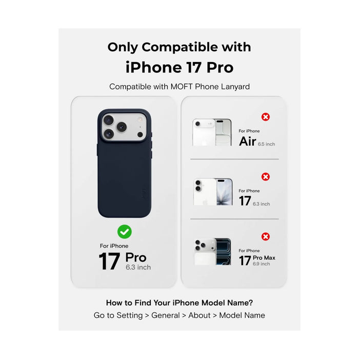 ‫احصل على كفر من موفت للايفون ١٧ برو من تميمي بروجكتس فى قطر. ‫جلد فاخر نباتي، مقاوم للخدش، يدعم ماج سيف.