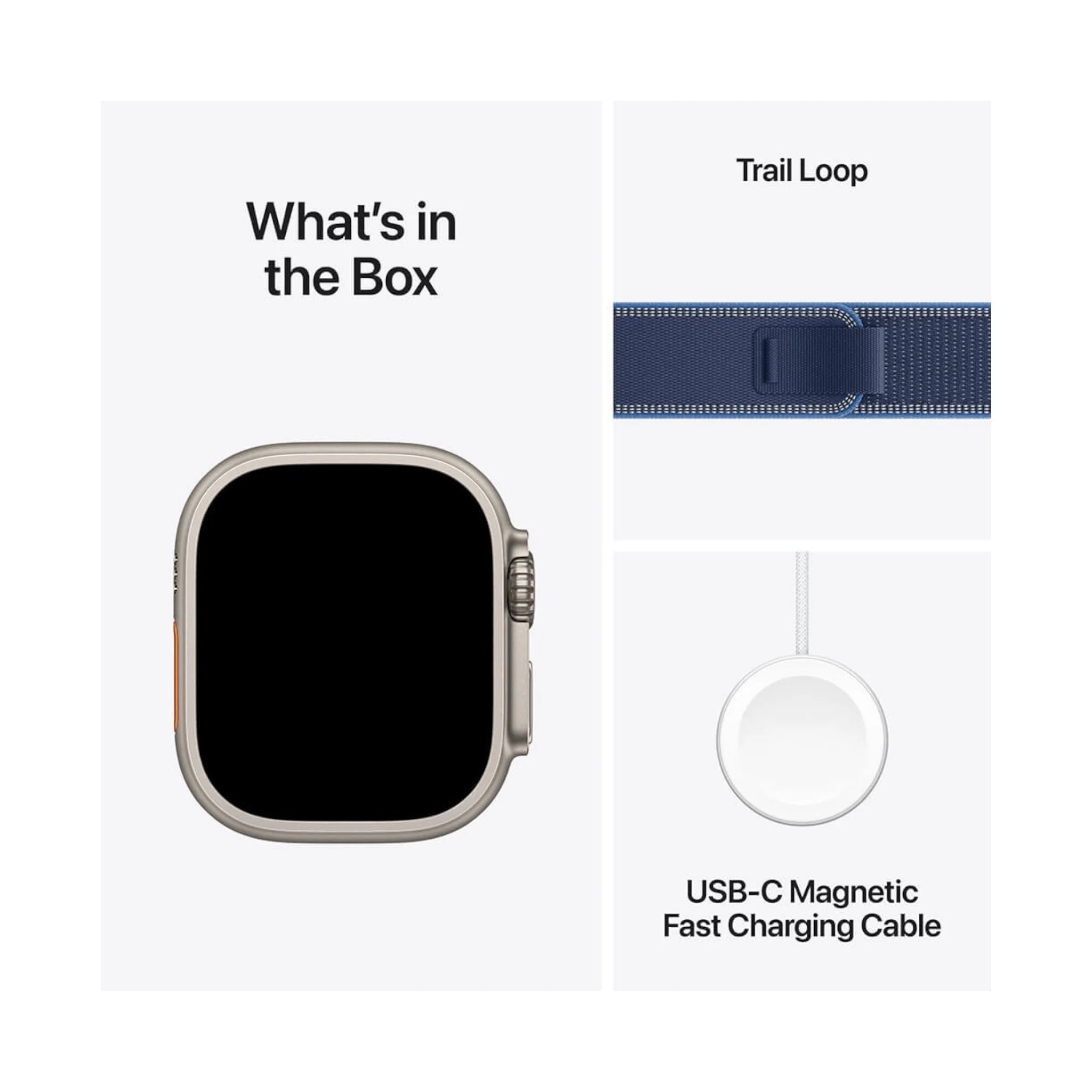 Apple Watch Ultra 3 GPS + Cellular, 49mm Natural Case with Blue/Bright Blue Trail Loop Apple Watch Ultra 3 GPS + Cellular, 49mm Natural Case with Blue/Bright Blue Trail Loop