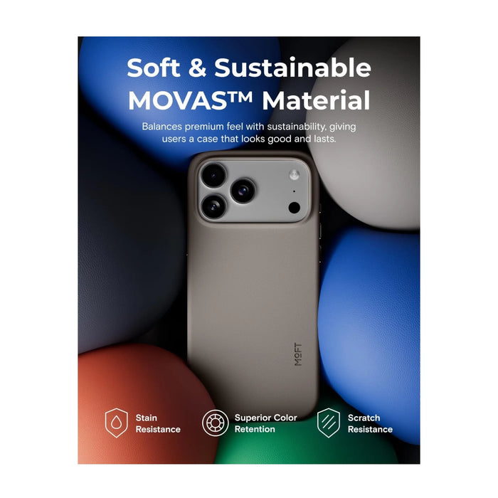 ‫احصل على كفر من شركة موفت للايفون ١٧ برو من تميمي بروجكتس فى قطر. ‫جلد فاخر نباتي، مقاوم للخدش، يدعم ماج سيف. 