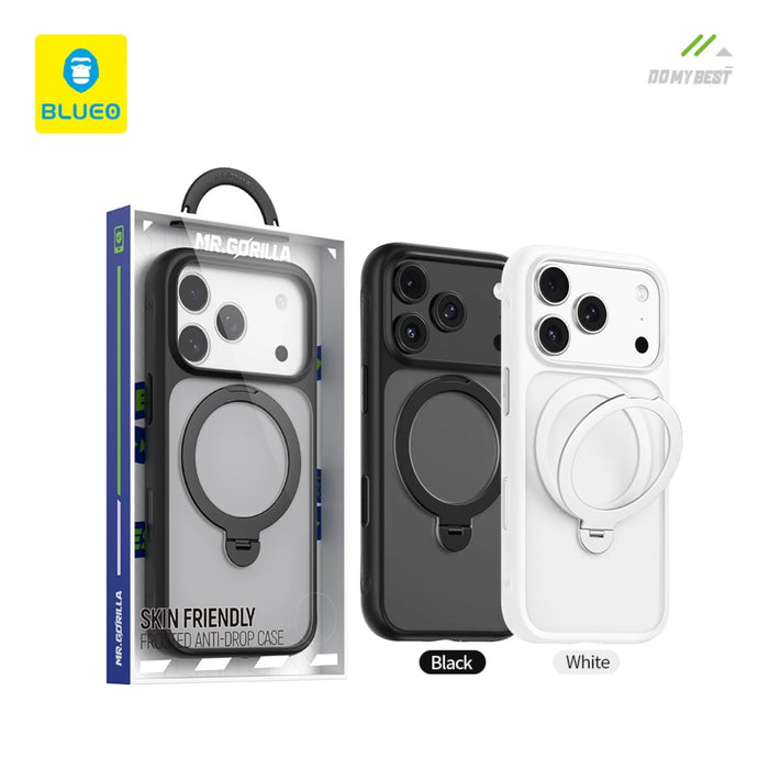 Bleuo Matte Magnetic Case for iPhone 17 Pro, Features 360° magnetic rotating holder, Available from TaMiMi Projects, Qatar.