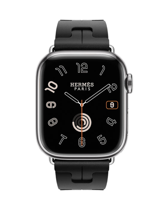 Apple Watch Hermès S9 Silver Stainless Steel Case with Noir Kilim Single Tour - 41mm