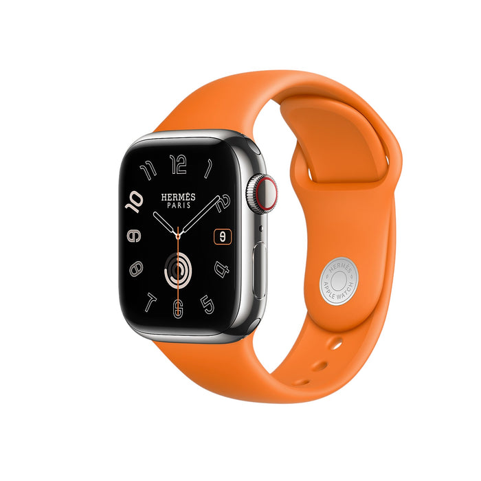 Get Apple Apple Watch Hermès S9 Silver Stainless Steel Case with Single Tour - Noir/Gold - 45mm in Qatar from TaMiMi Projects