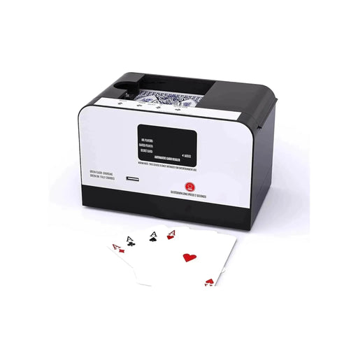 Automatic card dealer, portable, anti-cheating, supports 3-8 players, Available now from TaMiMi Projects in Qatar.