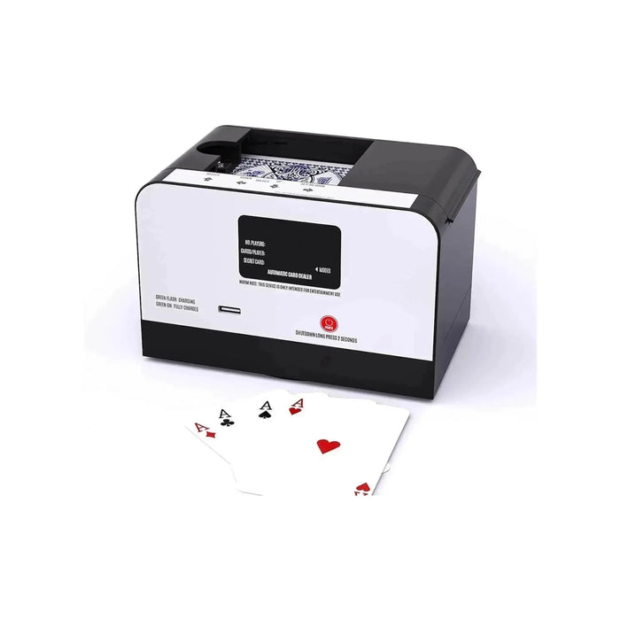 Automatic card dealer, portable, anti-cheating, supports 3-8 players, Available now from TaMiMi Projects in Qatar.