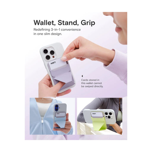 ‫محفظة موفت المغناطيسية مع حامل بتقنية ماغ سيف، تصميم أنيق ومثالي للاستخدام اليومي، متوفرة الآن لدى تميمي بروجكتس في قطر.‬