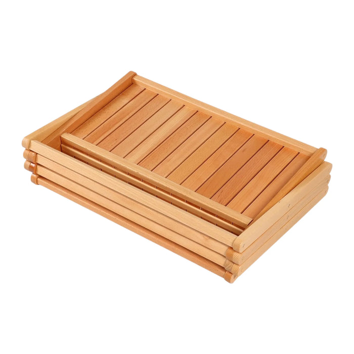 Portable Folding Wooden Shelf, Made of solid beech wood for durability and long-lasting use, at TaMiMi Projects in Qatar.