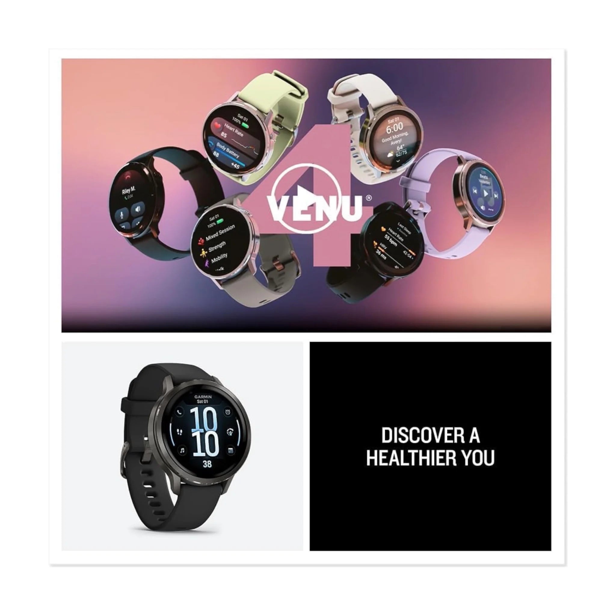 Venu® 4 Slate with Black Silicone Band - 45mm Venu® 4 Slate with Black Silicone Band - 45mm
