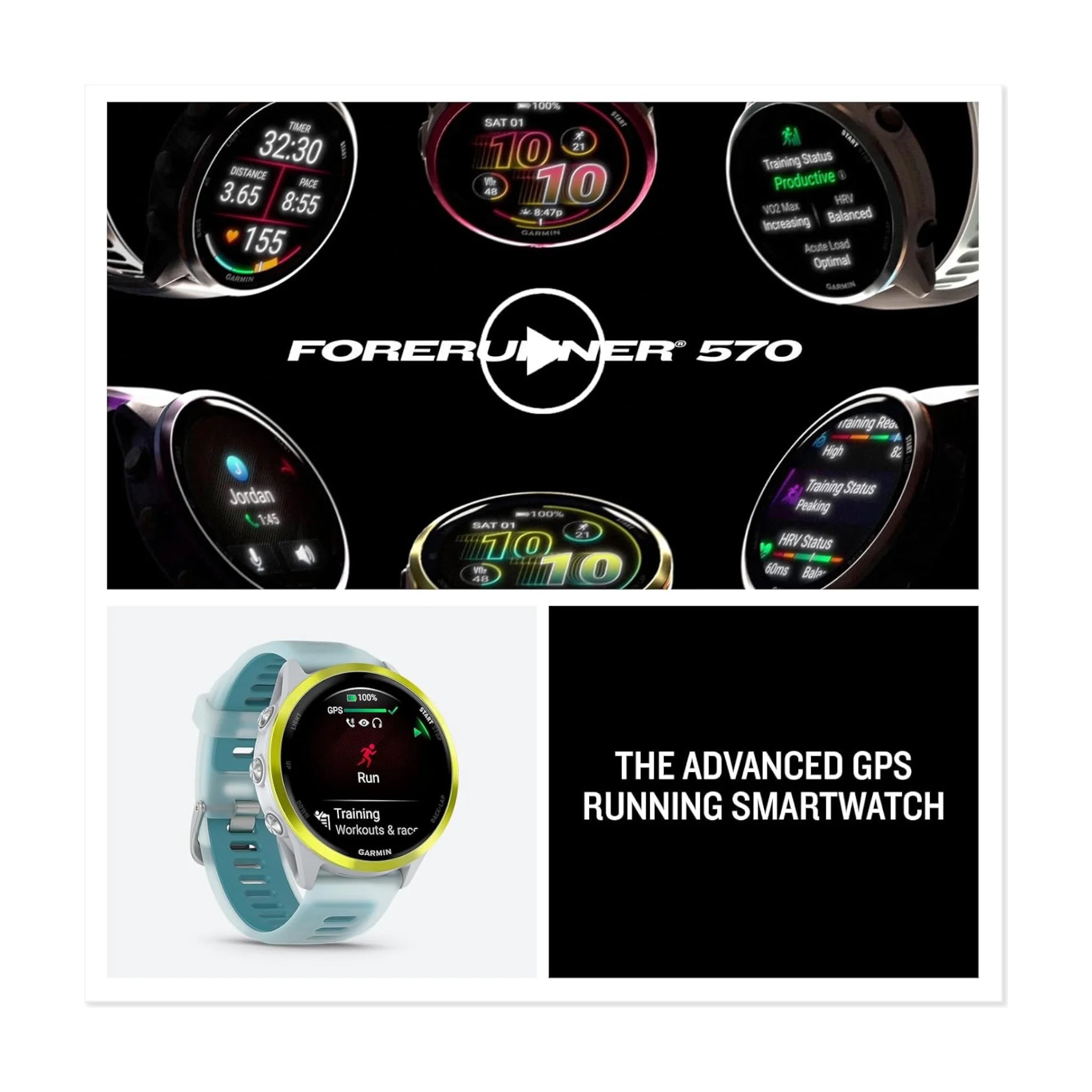 Forerunner® 570 - Amp Yellow / Whitestone - 47mm Forerunner® 570 - Amp Yellow / Whitestone - 47mm