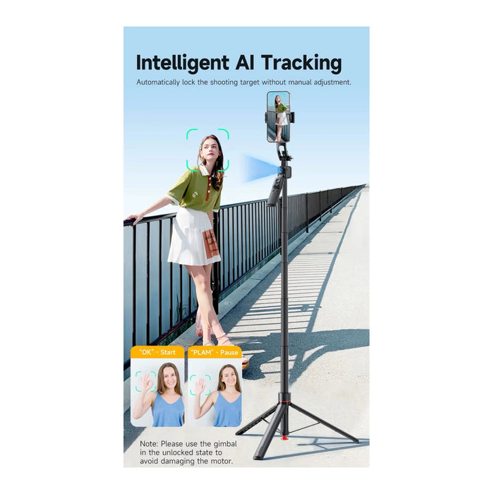 Tracking Gimbal Selfie Stick Tripod, AI-powered 360° auto face tracking for smart shooting, now from TaMiMi Projects in Qatar.