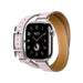 Apple Watch Hermès Series 11, 42mm Silver Titanium with Mauve Pale Double Tour. TaMiMi Projects Qatar.