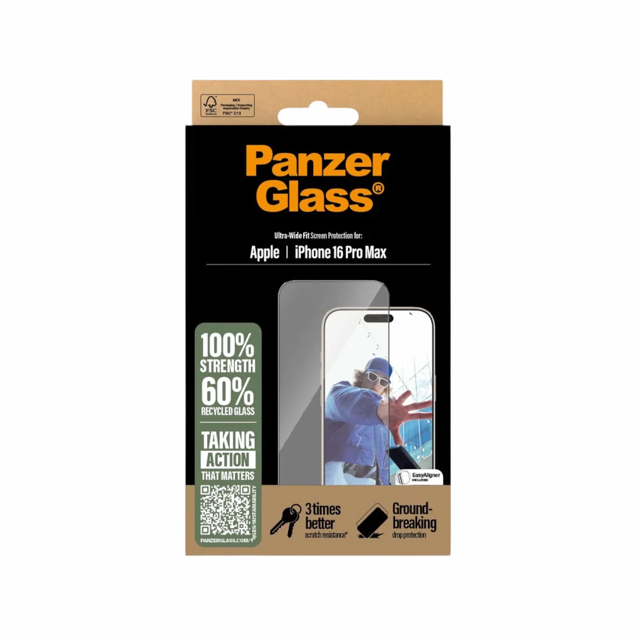 PanzerGlass® screen protector for iPhone 16 Pro Max - Aluminum frame PanzerGlass® screen protector for iPhone 16 Pro Max - Aluminum frame